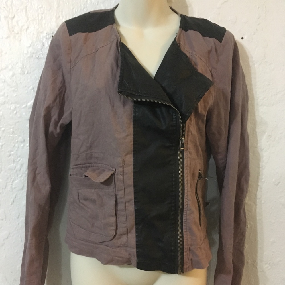 Leather & cotton moto‎ jacket